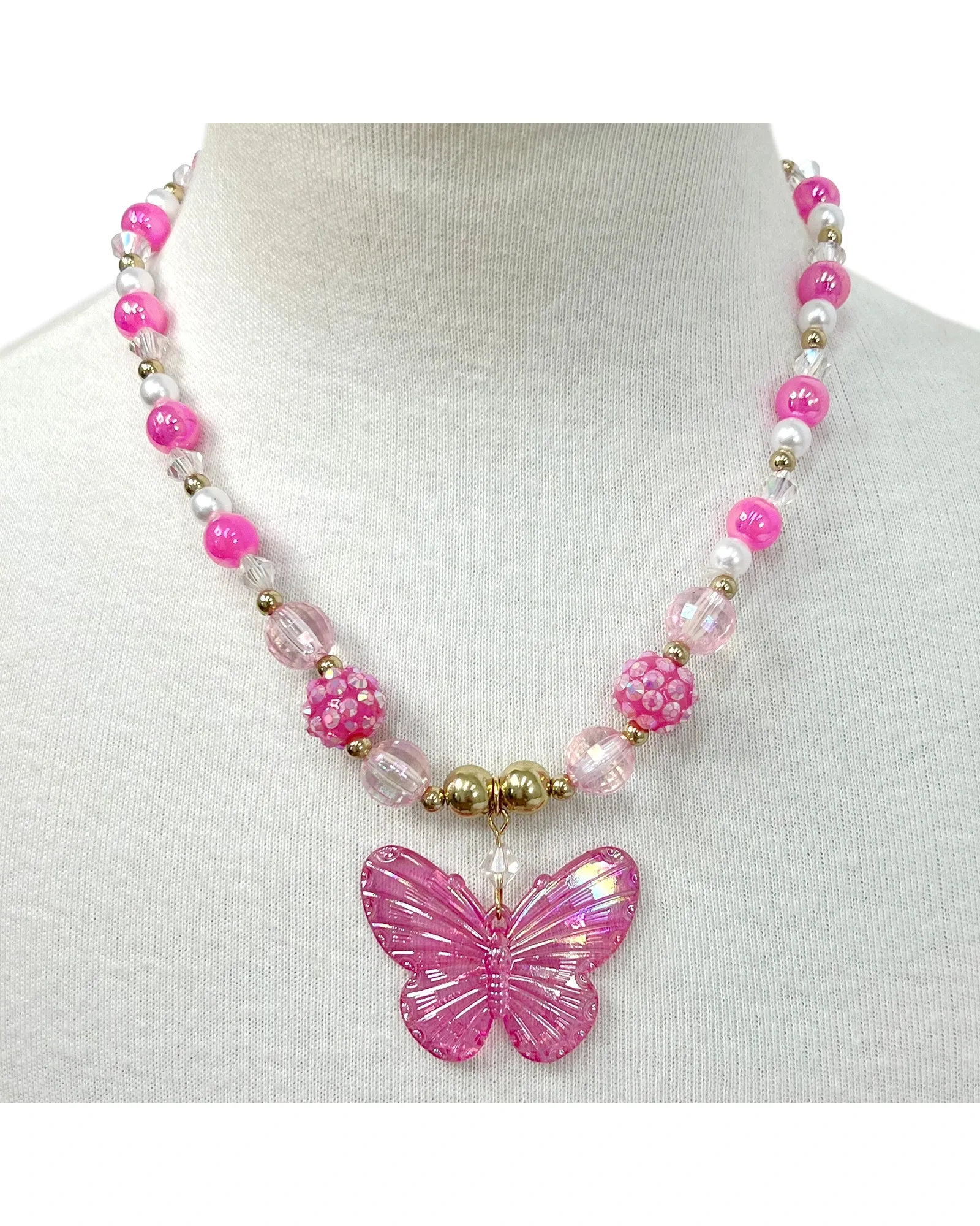 Pink Poppy Butterfly Necklace