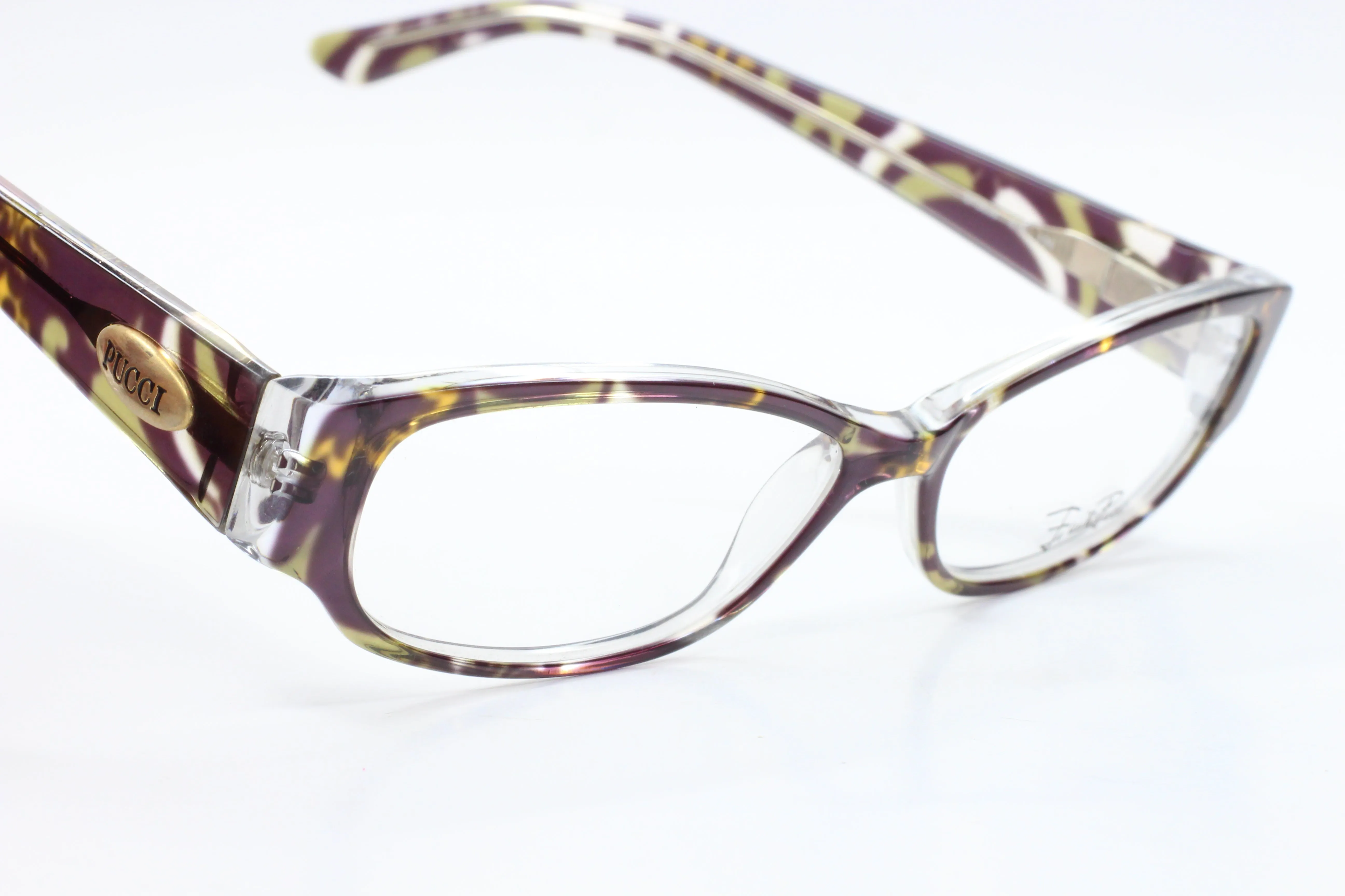 PUCCI EP2638 970 Crystal/Multi Full Rim Acetate Italy Eyeglasses
