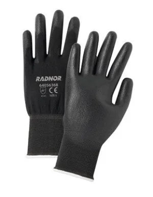 Radnor Medium Black Economy Polyurethane Palm Coated Gloves With Seamless 13 Gauge Nylon Knit Liner