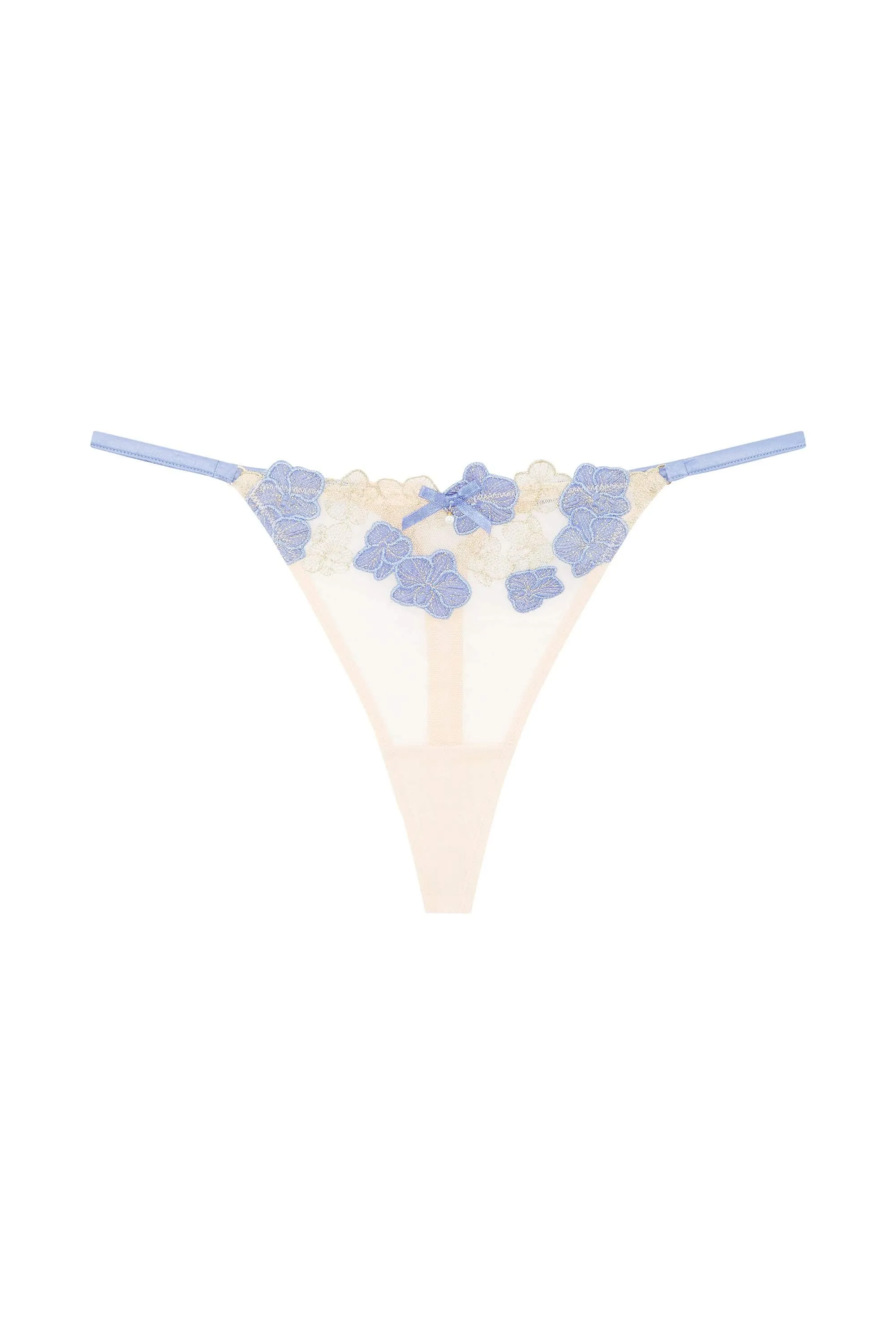 Rayne Gold And Lilac Satin Floral Embroidered Thong