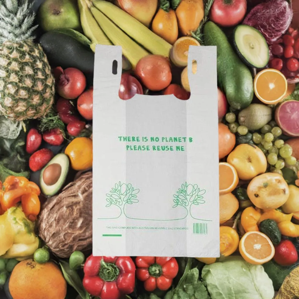 Reusable Recyclable Plastic Shopping Bags Singlet Eco Friendly Grocery Carry Bag