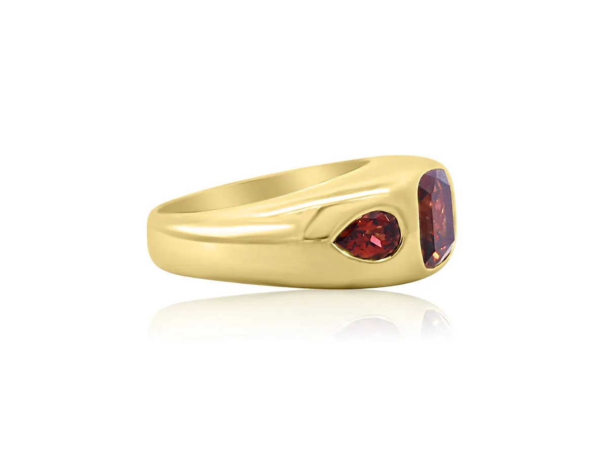 Rhodolite Garnet Domed Gypsy Ring