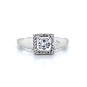 Ritani Square Halo Engagement Ring in 18K White Gold