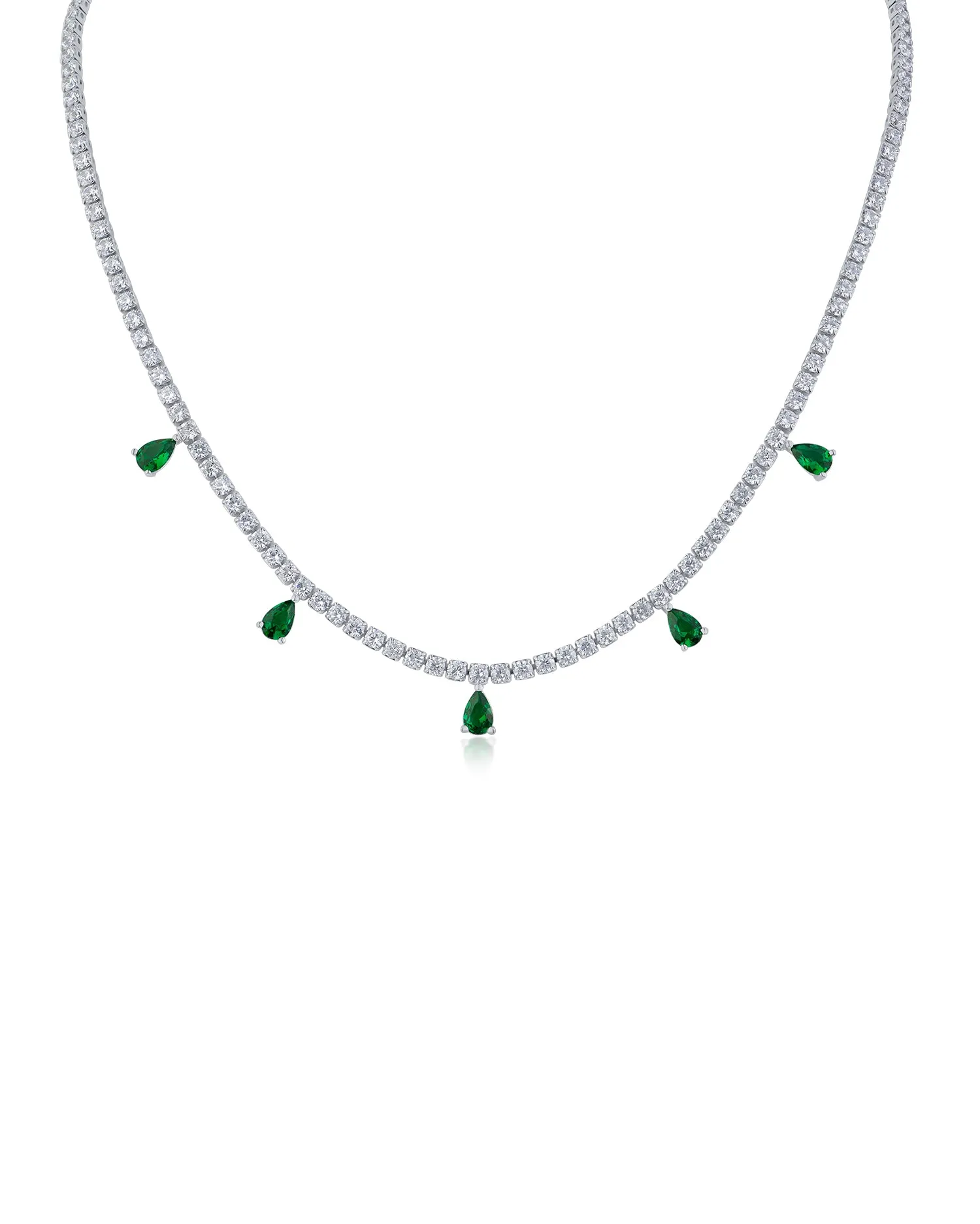 Round and Pear CZ Necklace