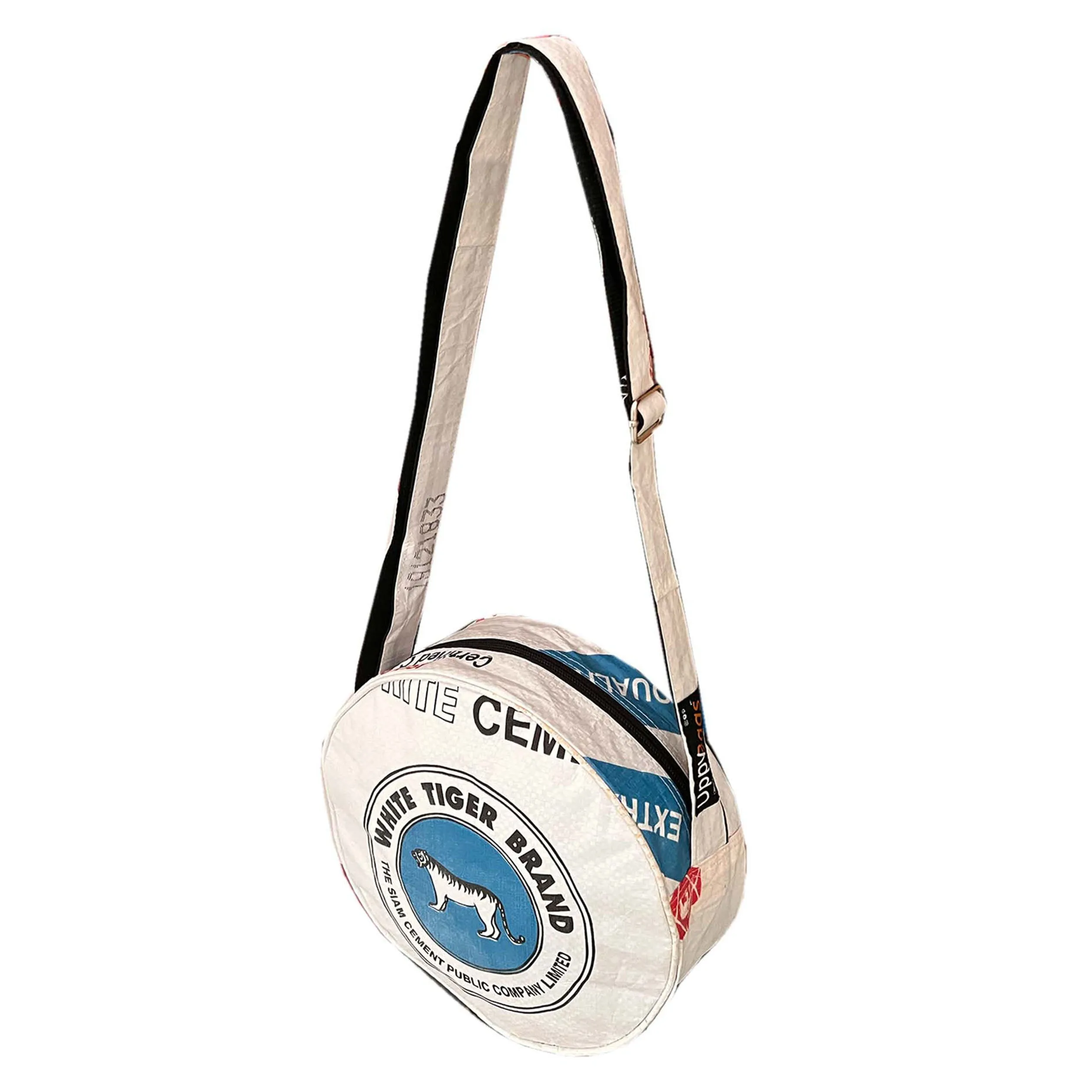 Round crossbody handbag with blue elephant