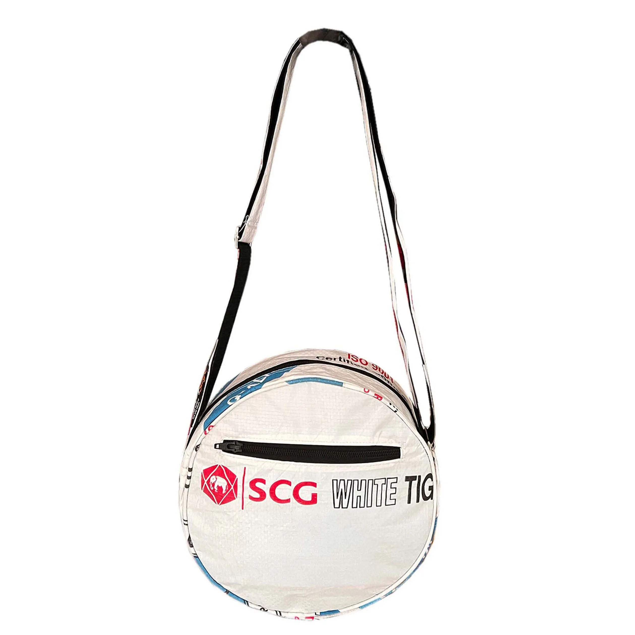 Round crossbody handbag with blue elephant