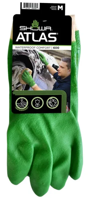 Showa 600M-08.RT Coated Gloves, M, Knit Wrist Cuff, PVC, Green :PR: QUANTITY: 1