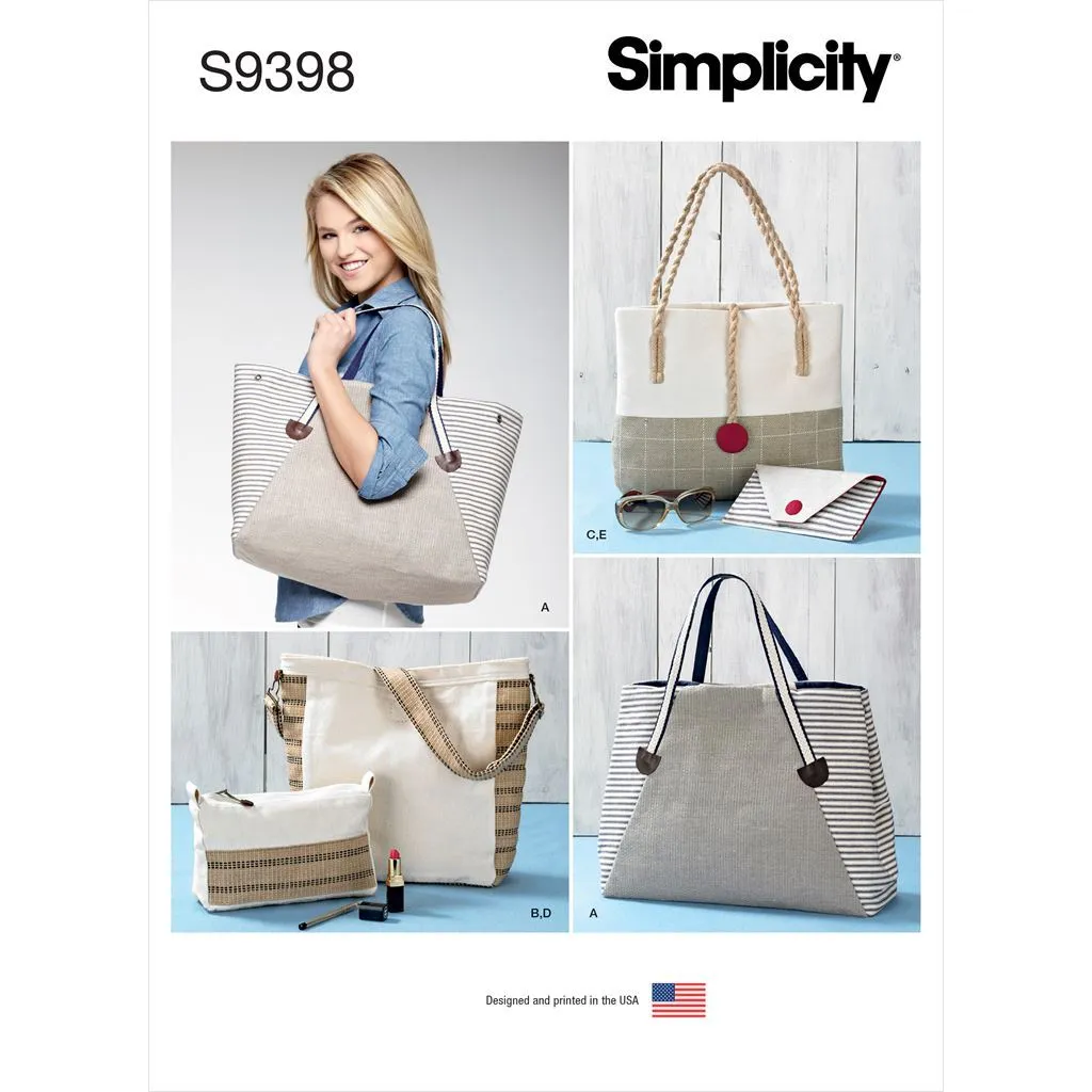 Simplicity Sewing Pattern S9398 Assorted Tote Bag, Purse and Clutch