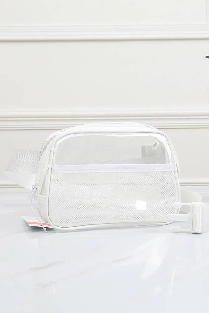 Solid Color Trim Clear Waist Crossbody Bag
