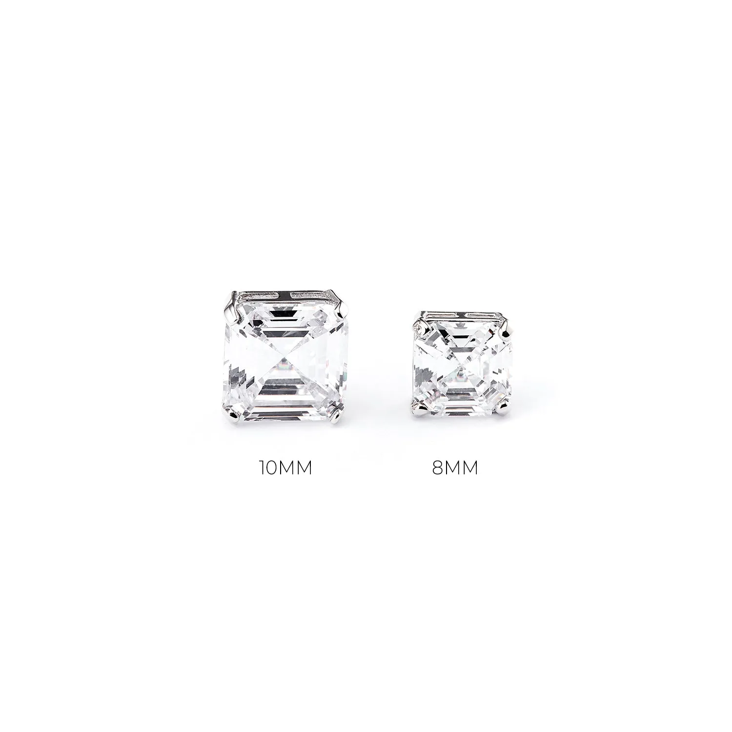 Solitaire CZ Asscher Earrings ( 1 CM )