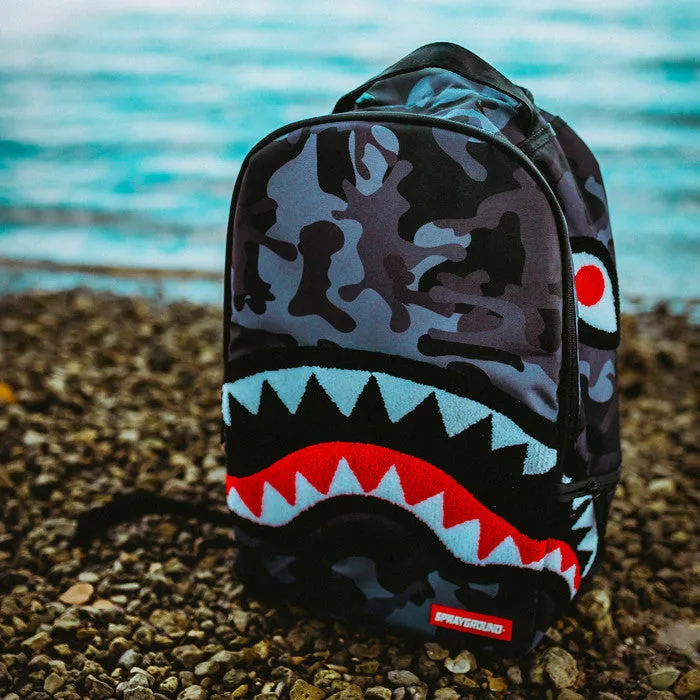 Sprayground Chenille Black Camo Shark Backpack