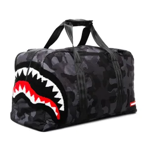 Sprayground Chenille Black Camo Shark Duffel