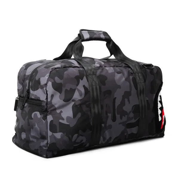 Sprayground Chenille Black Camo Shark Duffel