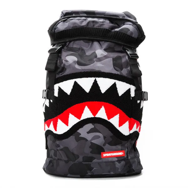 Sprayground Chenille Black Camo Shark Top Loader