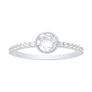 Sterling Silver Cubic Zirconia Centre Halo Ring