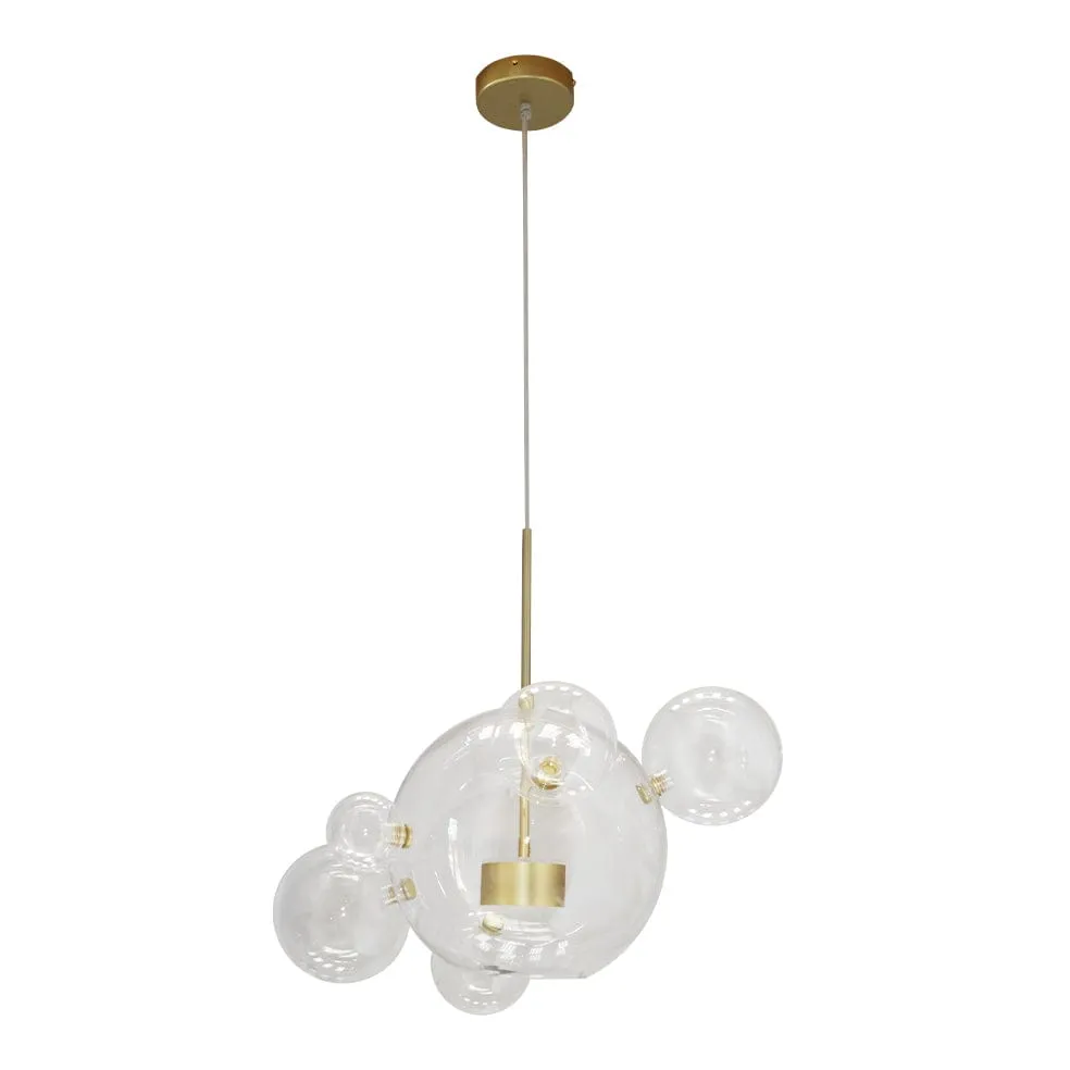 Sudsy Gold and Glass Chandelier Pendant Light