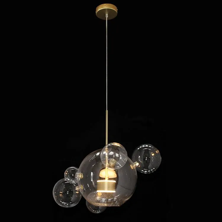 Sudsy Gold and Glass Chandelier Pendant Light