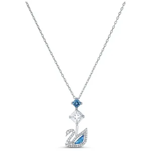 Swarovski Dazzling Swan Necklace, Blue, Rhodium plated 5530625