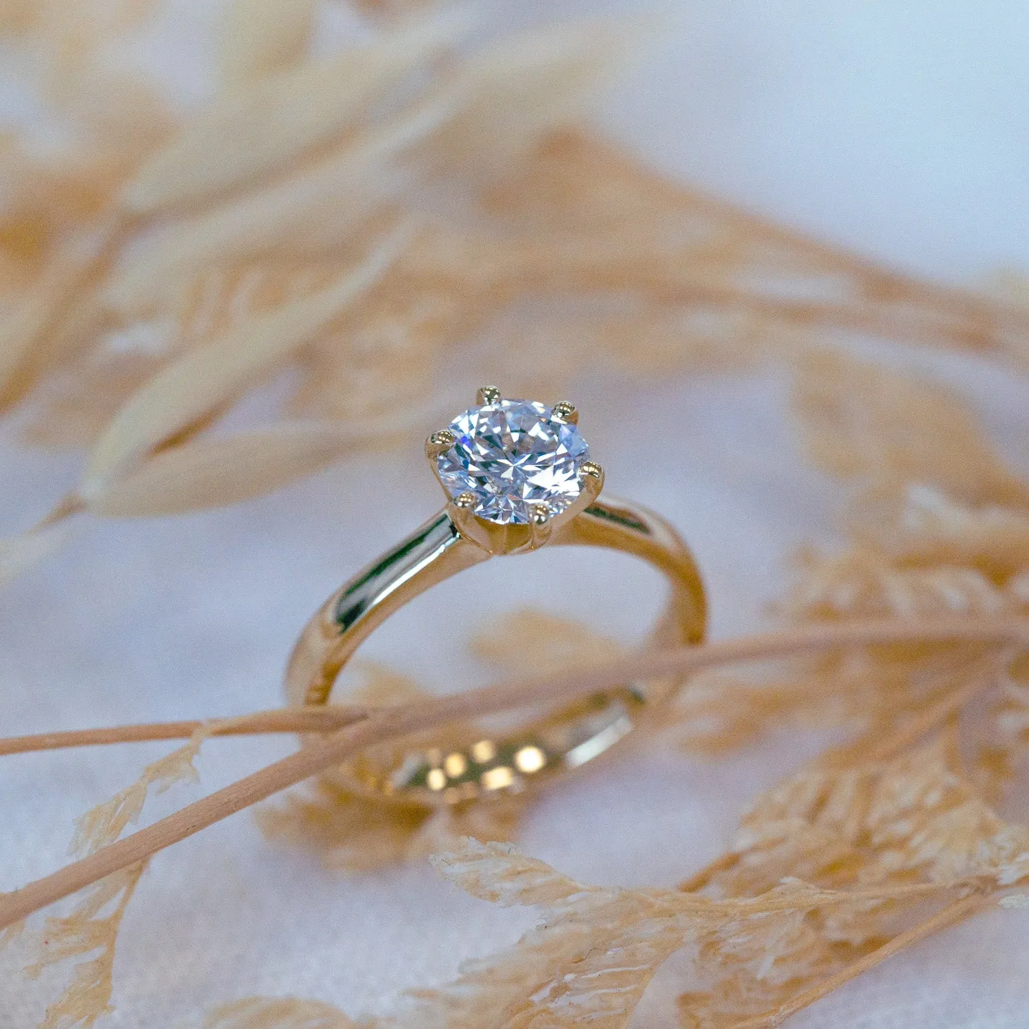 The Athena Ring | Round Lab Diamond Six Claw Engagement Solitaire