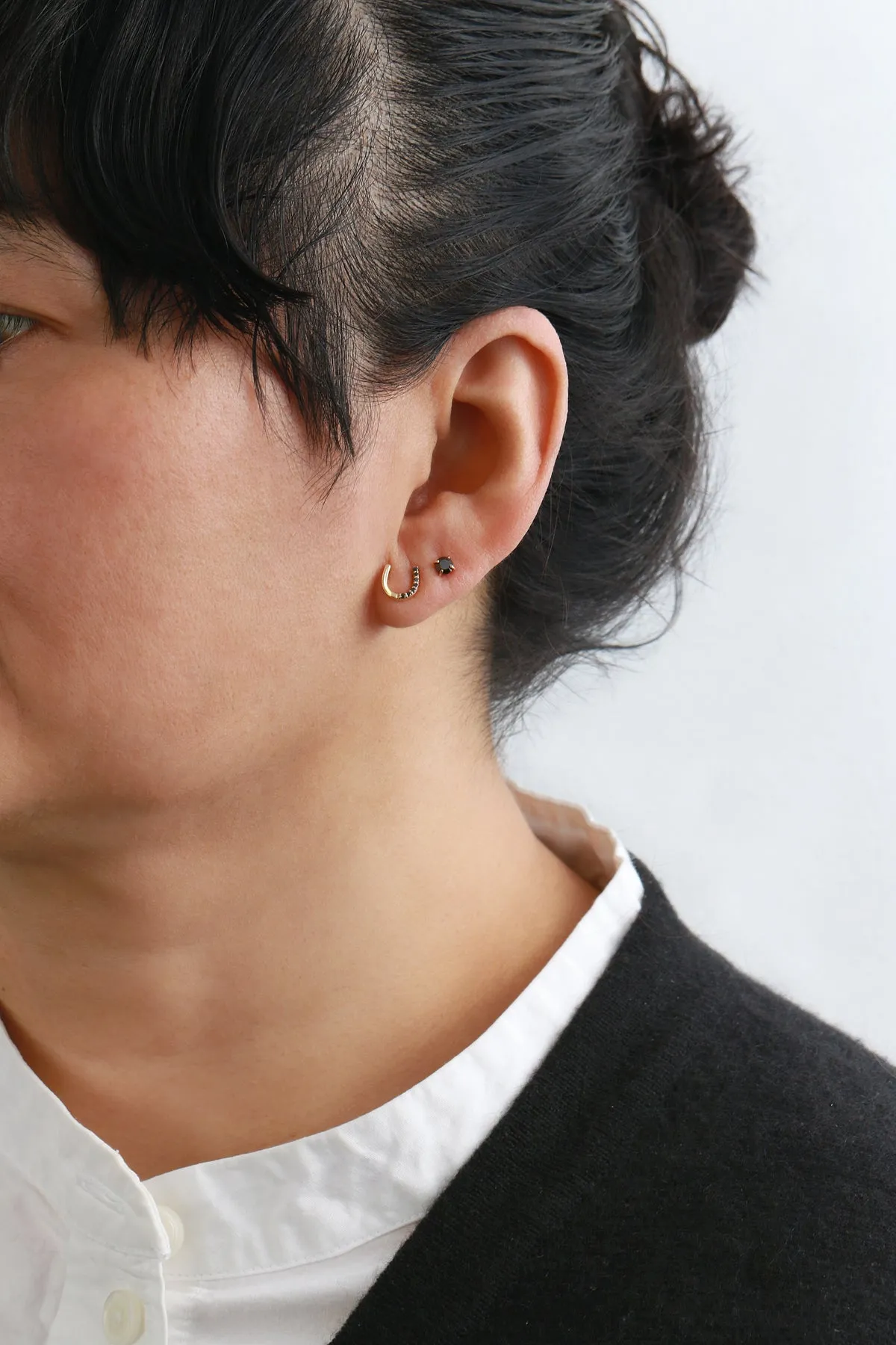 Tiny Black Diamond Stud Earrings