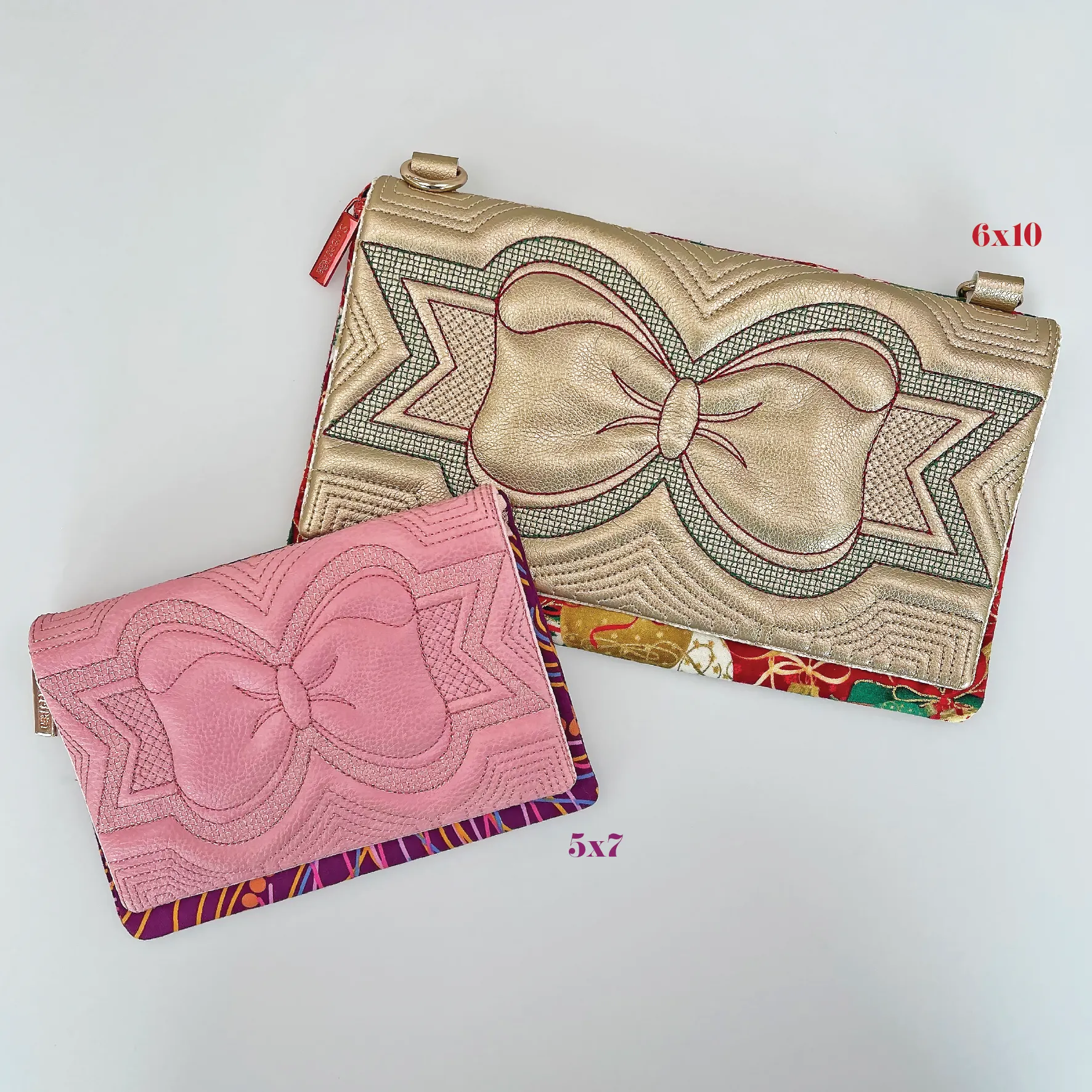 Trapunto Bow Clutch with Zipper