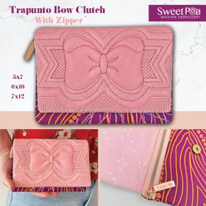 Trapunto Bow Clutch with Zipper