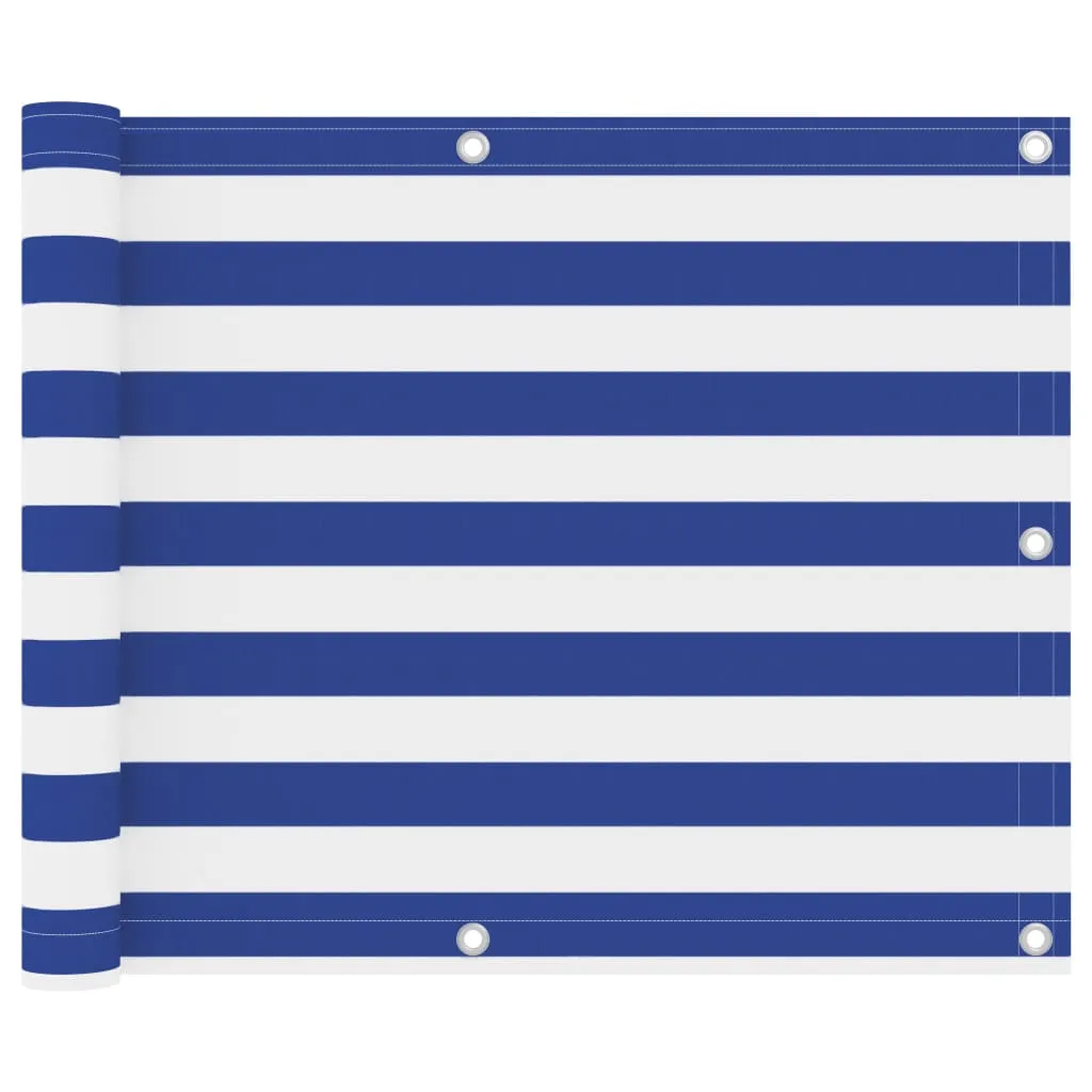 vidaXL Balcony Screen White and Blue 75x600 cm Oxford Fabric