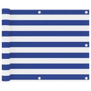 vidaXL Balcony Screen White and Blue 75x600 cm Oxford Fabric