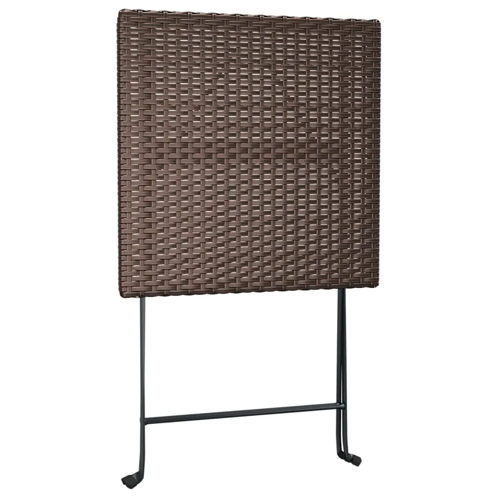 vidaXL Folding Bistro Table Brown 55x54x71 cm Poly Rattan
