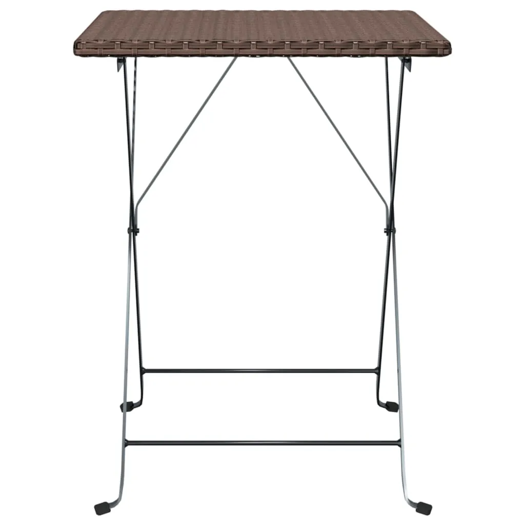 vidaXL Folding Bistro Table Brown 55x54x71 cm Poly Rattan