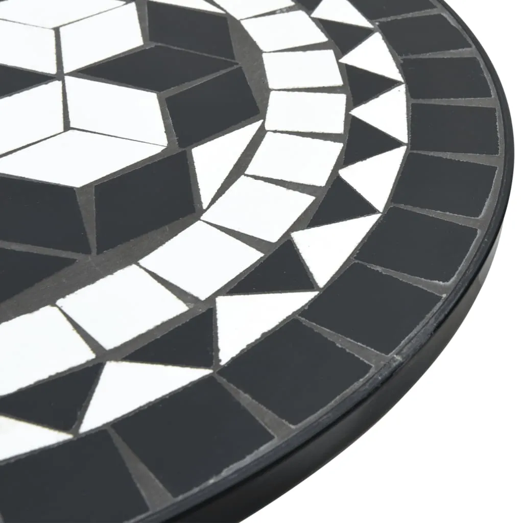 vidaXL Mosaic Bistro Table Black and White Ø50x70 cm Ceramic