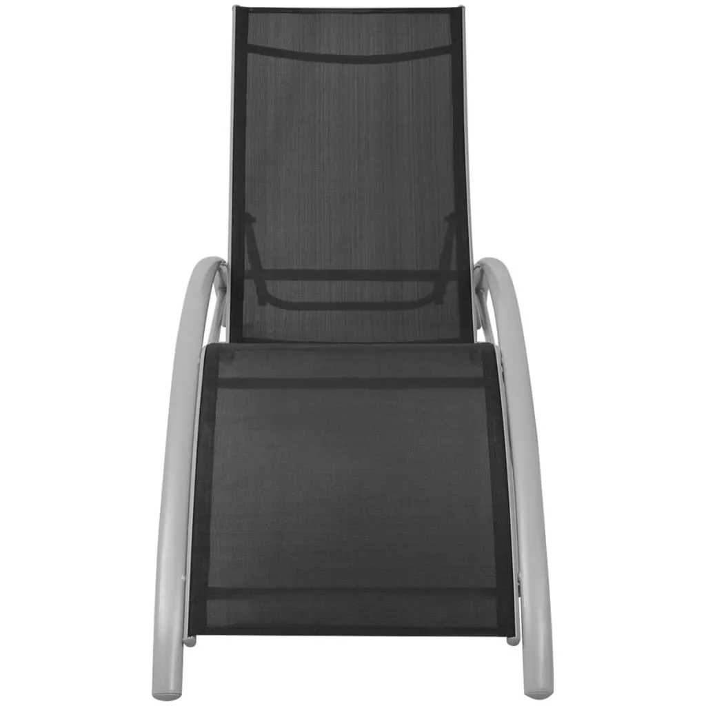 vidaXL Sun Loungers with Umbrella Aluminium Black