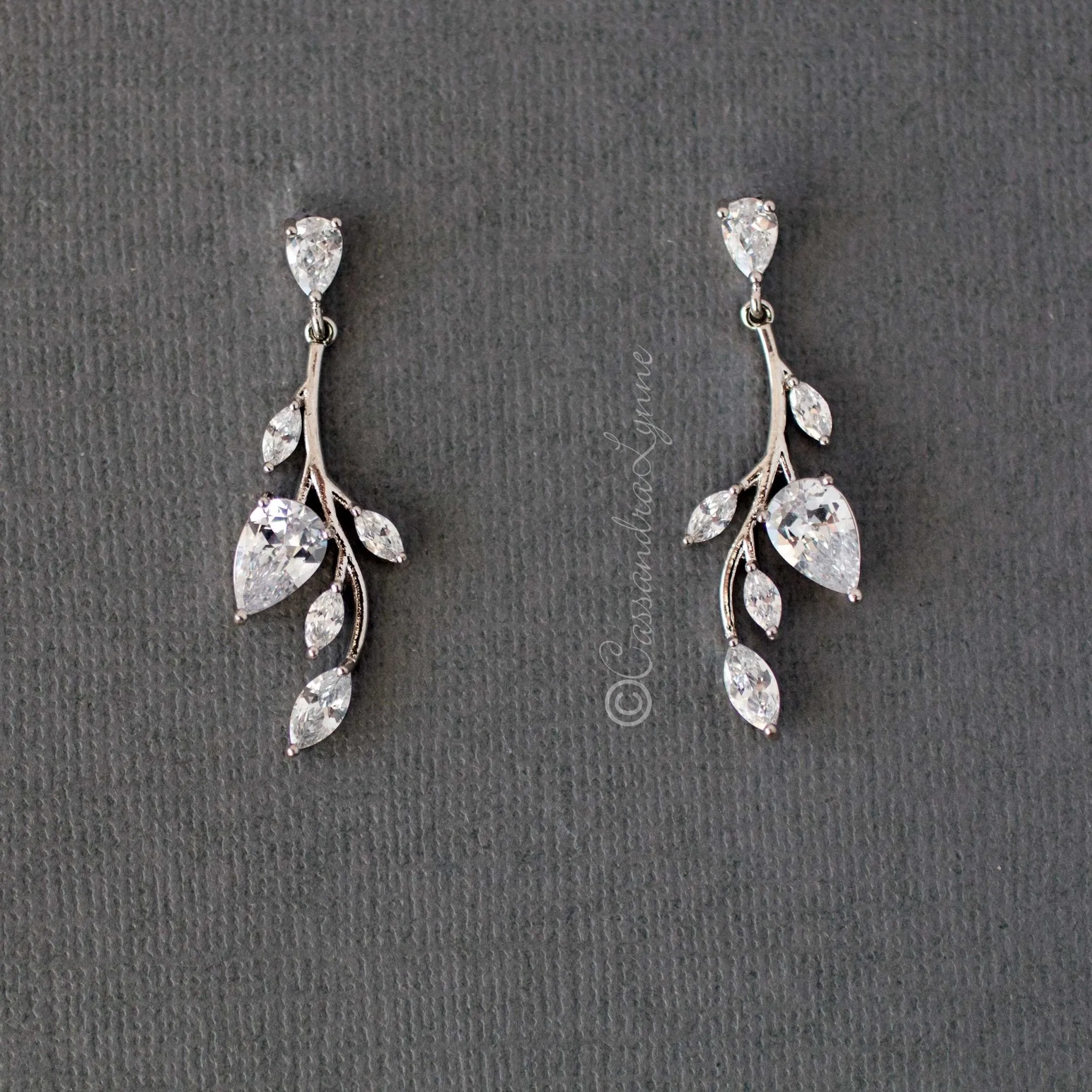 Vine CZ Bridal Earrings