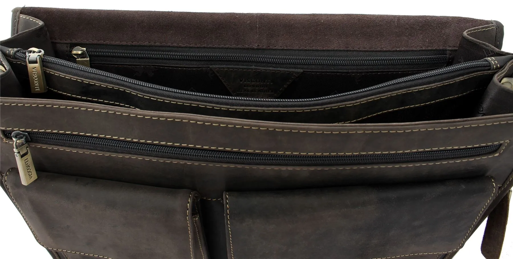 Visconti HULK Oiled Leather Briefcase With Carry Handle And Detachable Shoulder Strap 16134