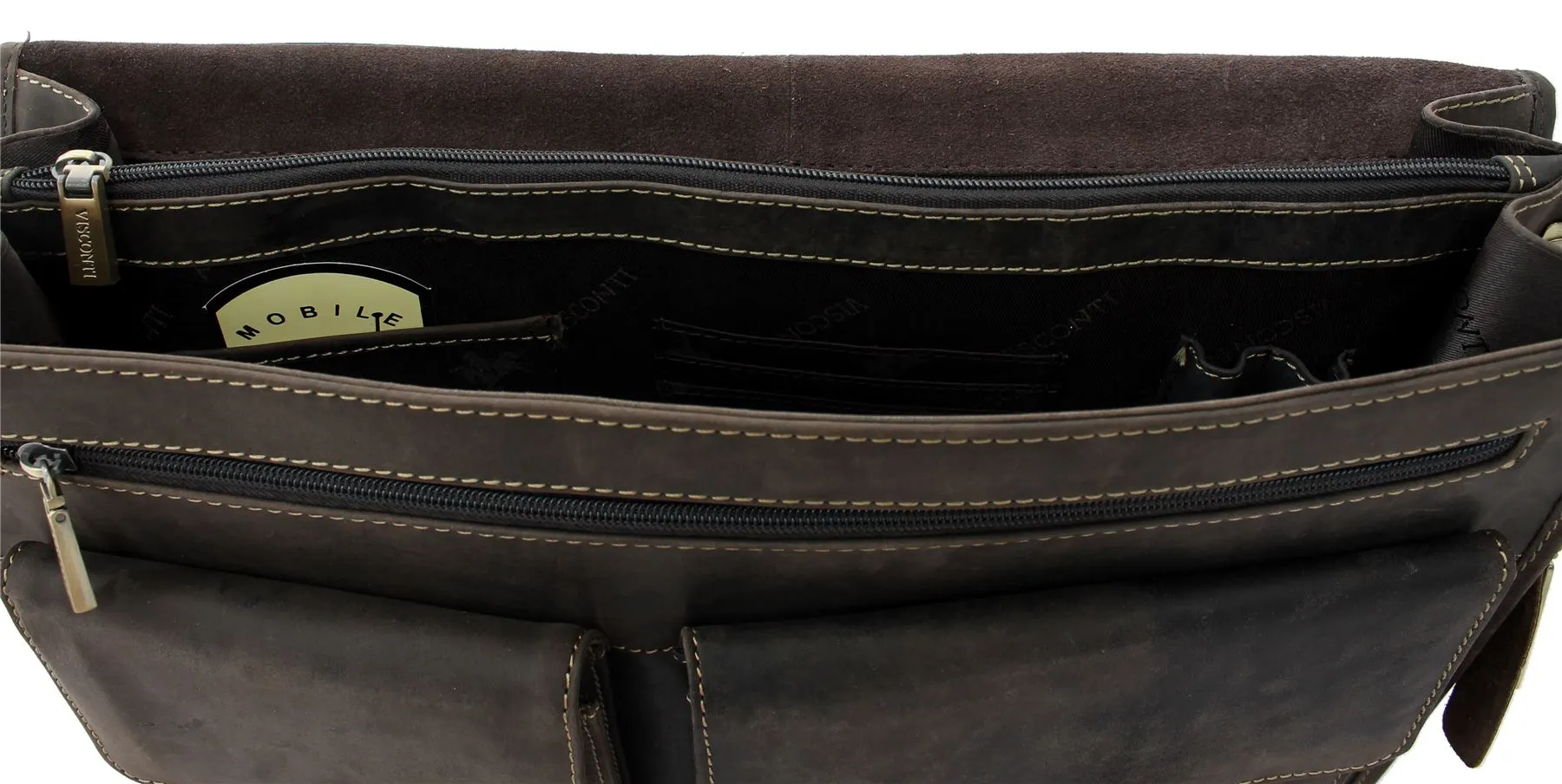 Visconti HULK Oiled Leather Briefcase With Carry Handle And Detachable Shoulder Strap 16134