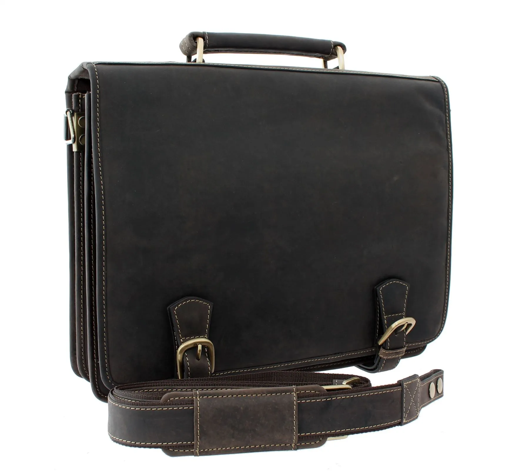 Visconti HULK Oiled Leather Briefcase With Carry Handle And Detachable Shoulder Strap 16134