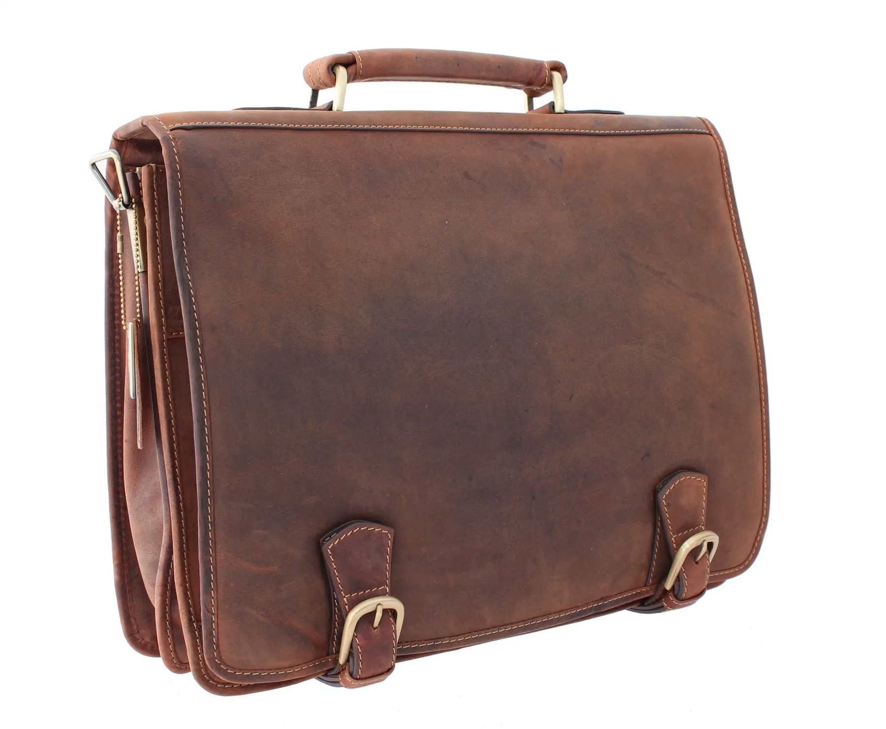 Visconti HULK Oiled Leather Briefcase With Carry Handle And Detachable Shoulder Strap 16134