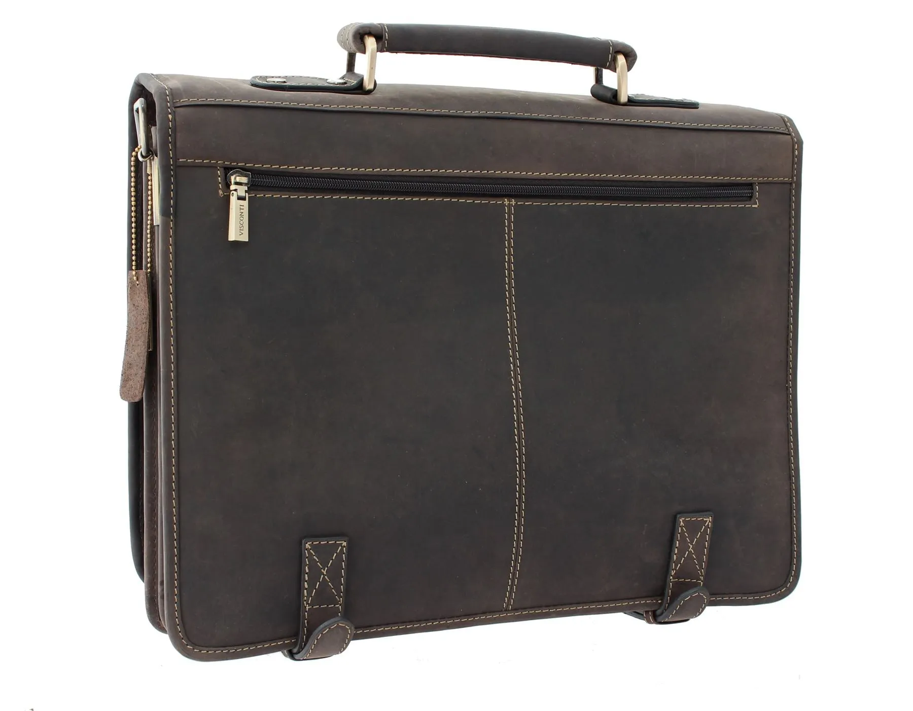 Visconti HULK Oiled Leather Briefcase With Carry Handle And Detachable Shoulder Strap 16134