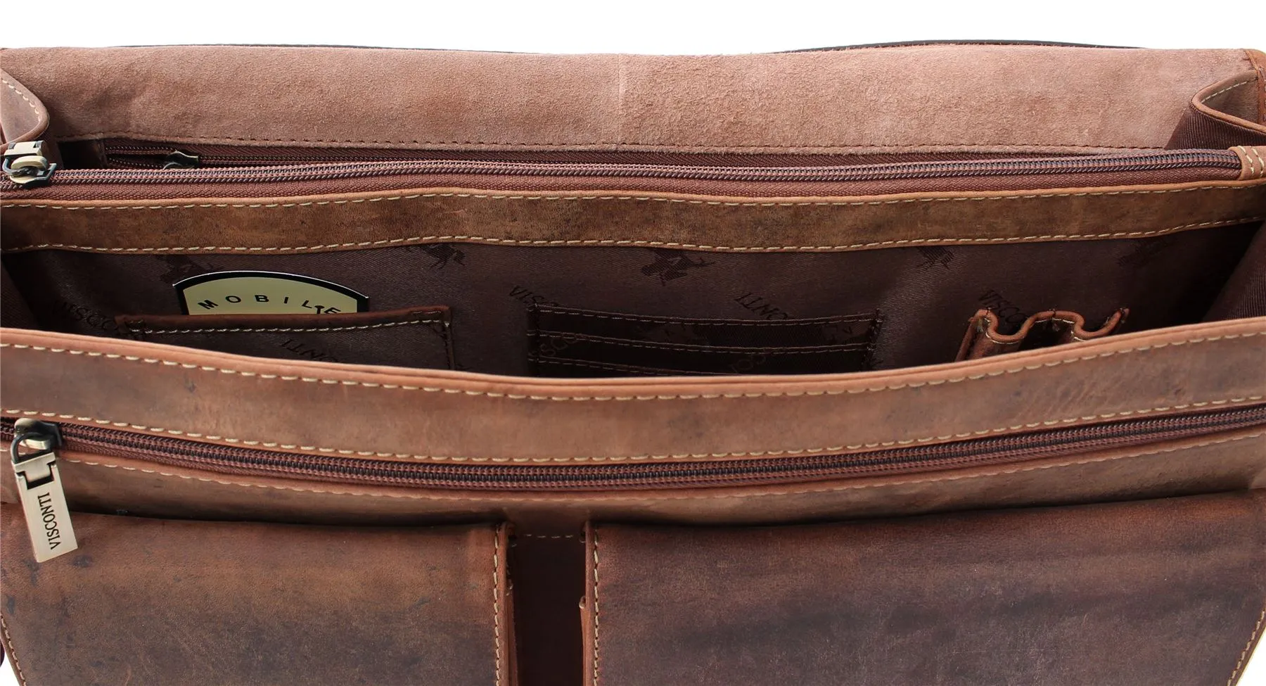 Visconti HULK Oiled Leather Briefcase With Carry Handle And Detachable Shoulder Strap 16134