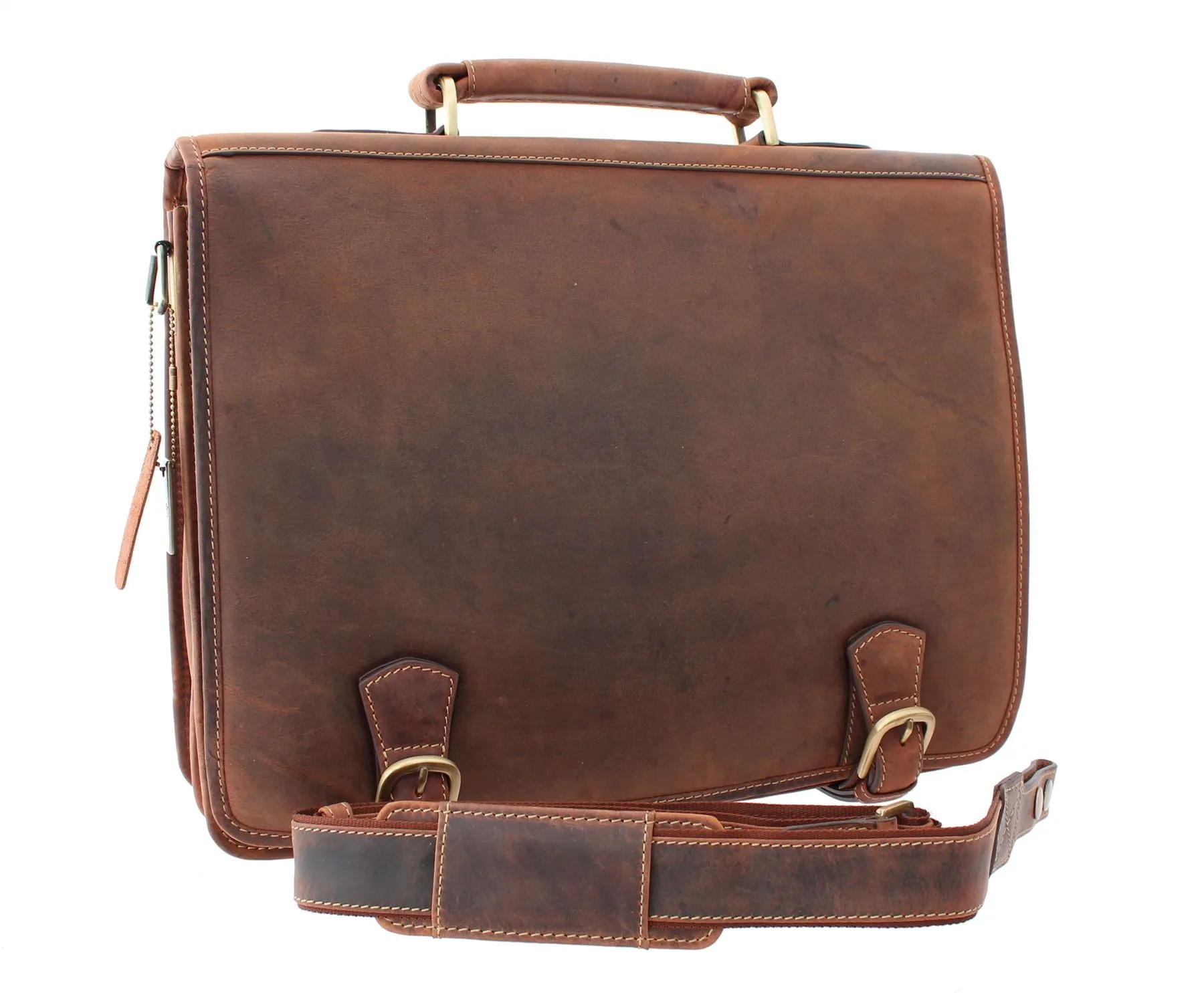 Visconti HULK Oiled Leather Briefcase With Carry Handle And Detachable Shoulder Strap 16134