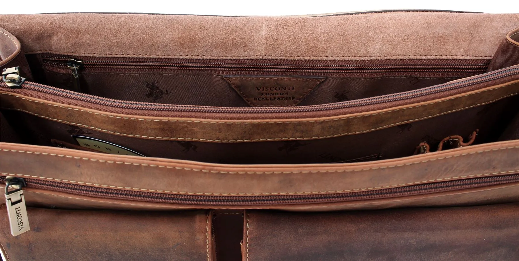 Visconti HULK Oiled Leather Briefcase With Carry Handle And Detachable Shoulder Strap 16134