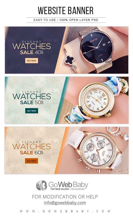 Website Banners - Elegant Watch Collection For Website Marketing