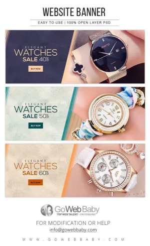 Website Banners - Elegant Watch Collection For Website Marketing