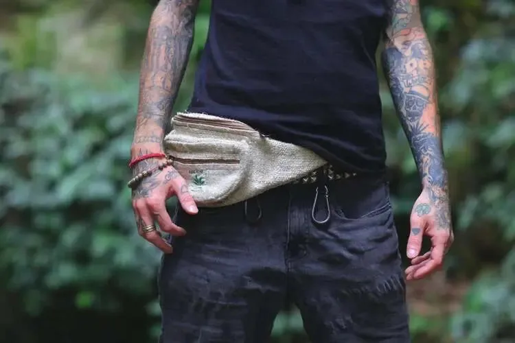 White Color Organic Hemp Waist Pouch