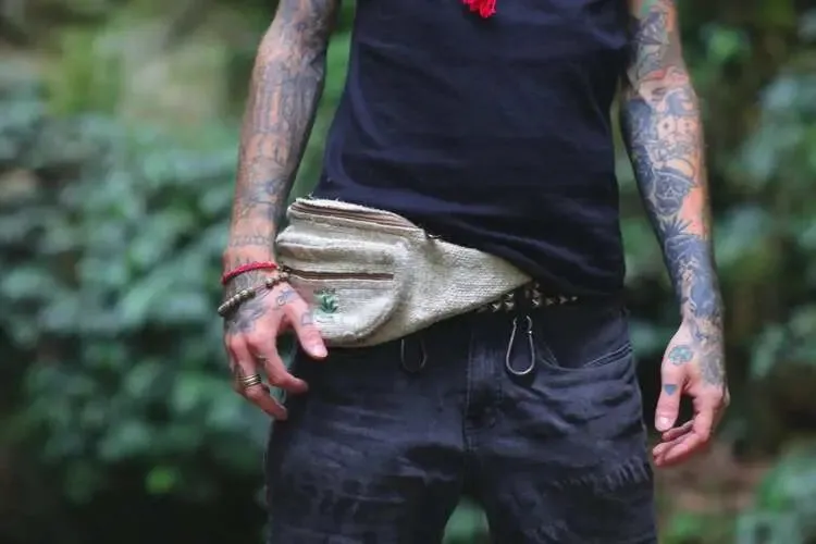 White Color Organic Hemp Waist Pouch