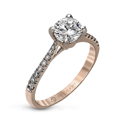 ZR752 Engagement Ring in 14k Gold with Diamonds